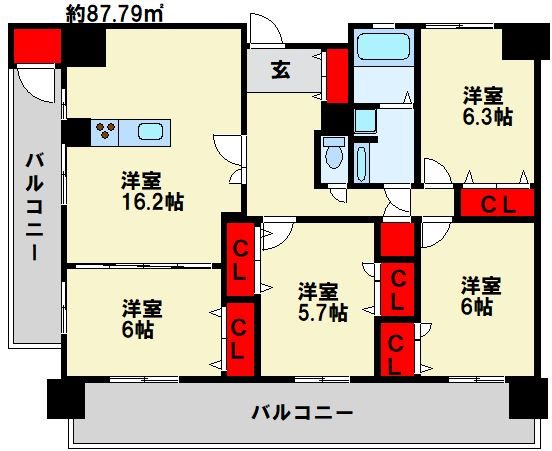 ペルル門司港 801号室 間取り