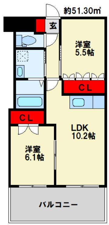 クローバーハイツ 202号室 間取り