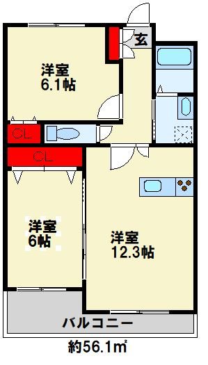 アップローズ貴船  405号室 間取り