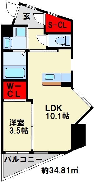 ウイングス重住 908号室 間取り