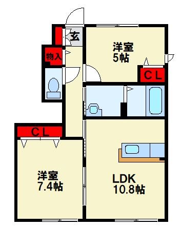 プレミール21C棟 101号室 間取り