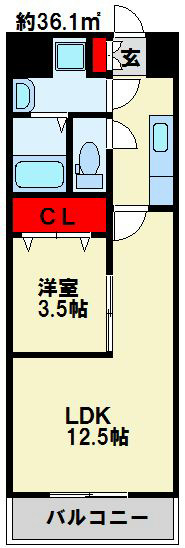 堺町センタービル 1202号室 間取り