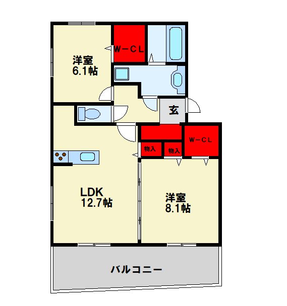D-ROOM中井 202号室 間取り