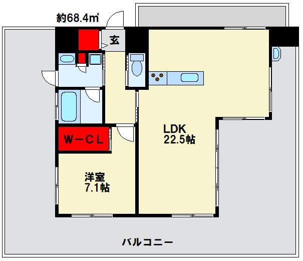 YSP城野 1401号室 間取り