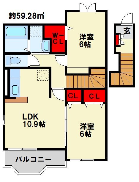 サンデリアーナ　A棟 205号室 間取り