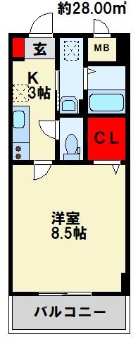 ホワイトバレー八幡駅前 403号室 間取り