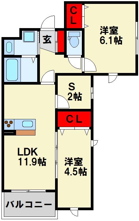 Mグランツ戸畑 102号室 間取り