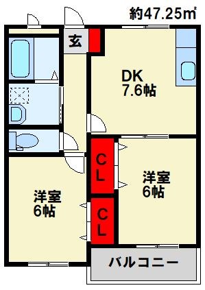 プレステージ陣原 203号室 間取り