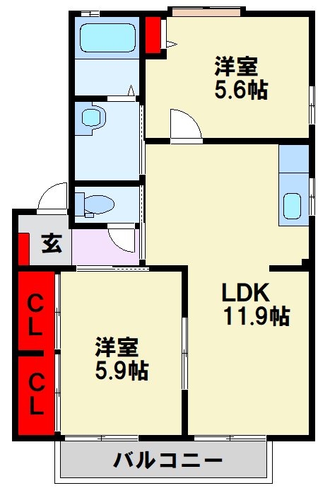 ラルブル トゥフィ E 101号室 間取り