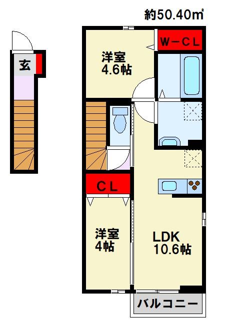 メゾンソレイユ折尾 203号室 間取り