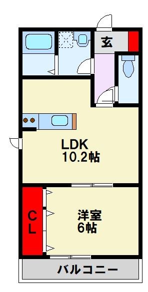 クレッシェンド町上津役 106号室 間取り