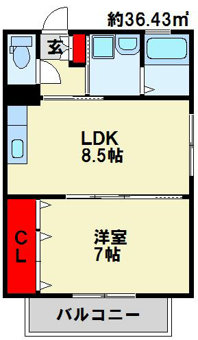 トレゾア湯川新町　A棟 204号室 間取り