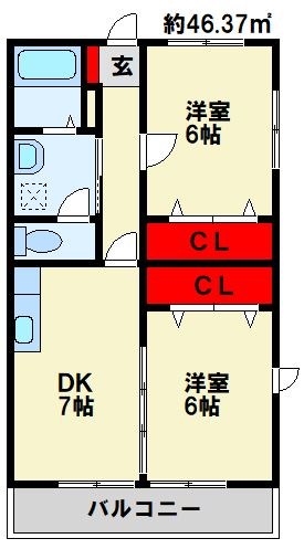 ソレイユ水巻 間取り図