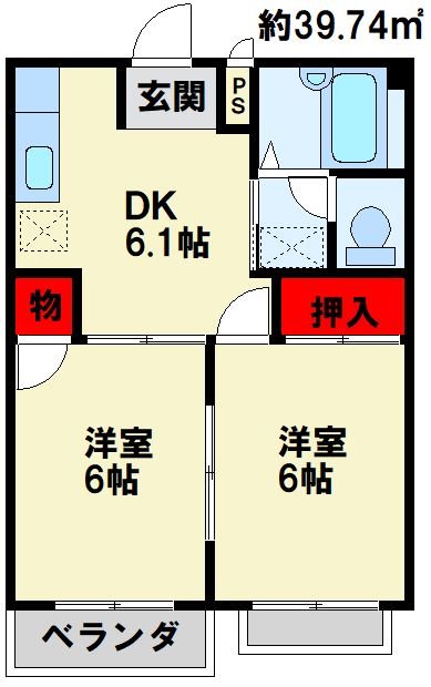 シャルダンⅡ 102号室 間取り