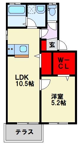 ボヌール アンドゥロワ A棟 102号室 間取り
