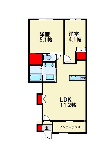ソリジエ 103号室 間取り