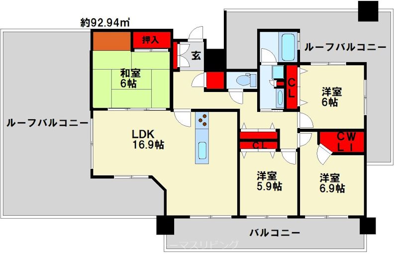 サンライフ重住 803号室 間取り
