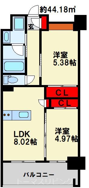 ウィングス到津の森 502号室 間取り