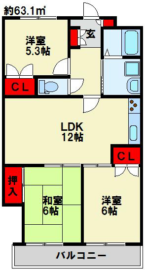 クラウンハイム若園 501号室 間取り