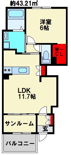 ピースタウン原町 103号室 間取り