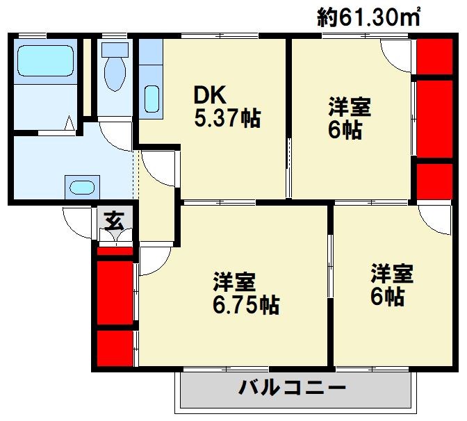 ロイヤルシェル C棟 202号室 間取り