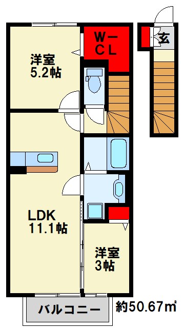 セジュール朽網Ⅱ 203号室 間取り