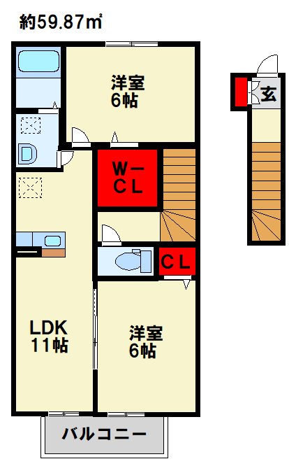 ヴァレーレ　若園 201号室 間取り