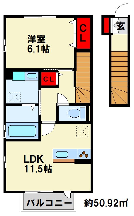 セジュールＫ　D棟 205号室 間取り