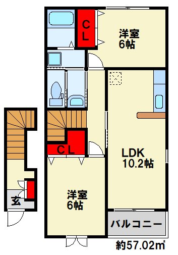 サンデリアーナ　C棟 203号室 間取り