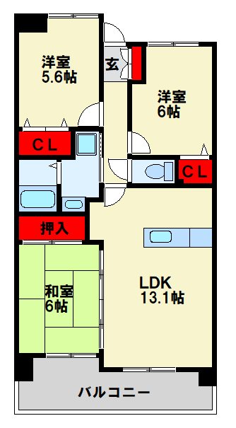 珪州館Ⅱ 503号室 間取り
