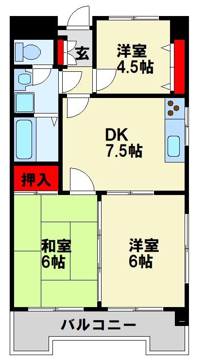 クレベール千防 904号室 間取り
