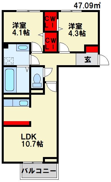 グレイスアシヤⅡ 203号室 間取り