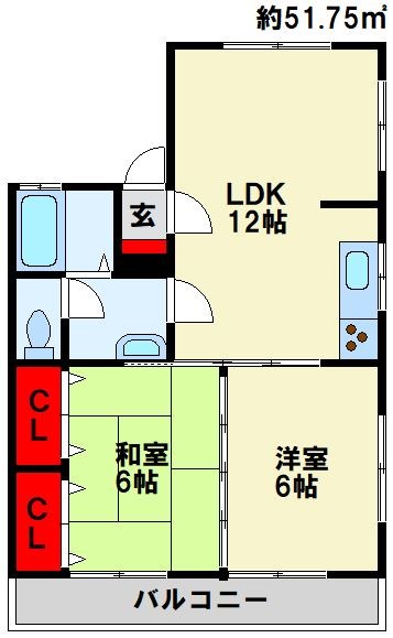 ルミエール伊左座 B棟 間取り図