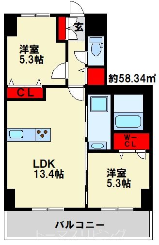 M the be KOKURA Entrada 202号室 間取り