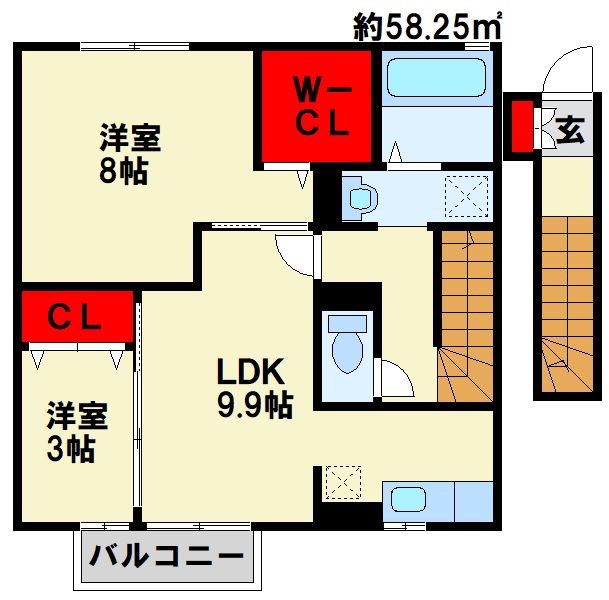 エスペランサ中曽根  203号室 間取り