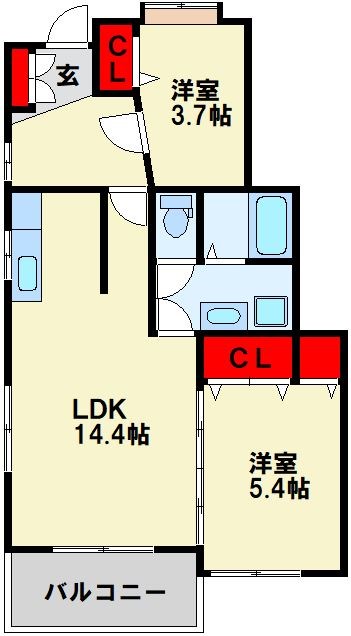 グランドステージⅠ D1号室 間取り