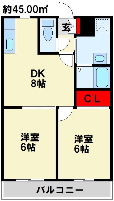 フォレストサイド本城東 202号室 間取り