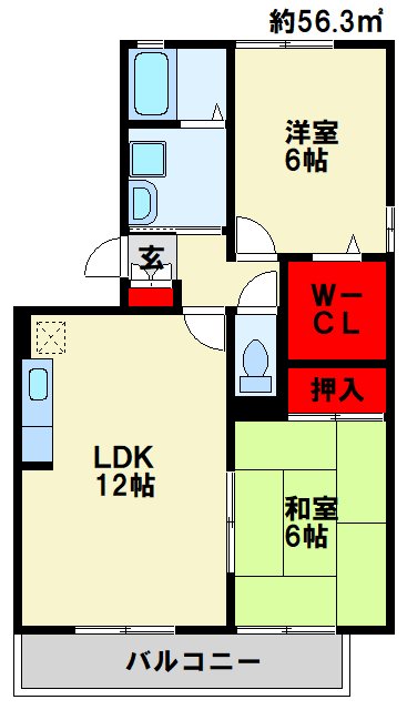 リバーフィールドⅡ 201号室 間取り