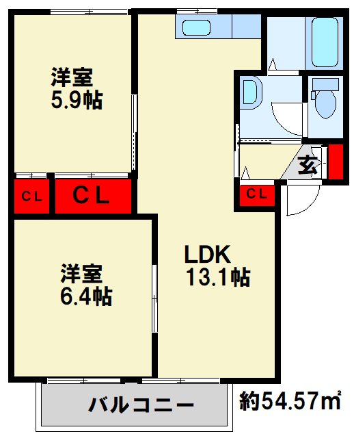 Kフラット　A棟 間取り