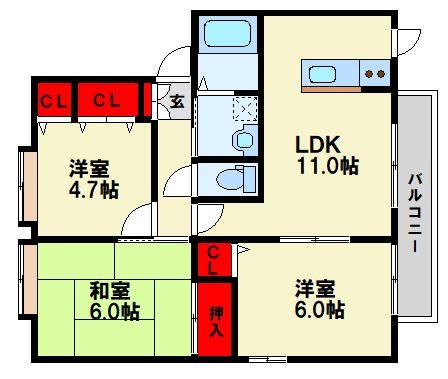 ソシア平尾 B棟 間取り図