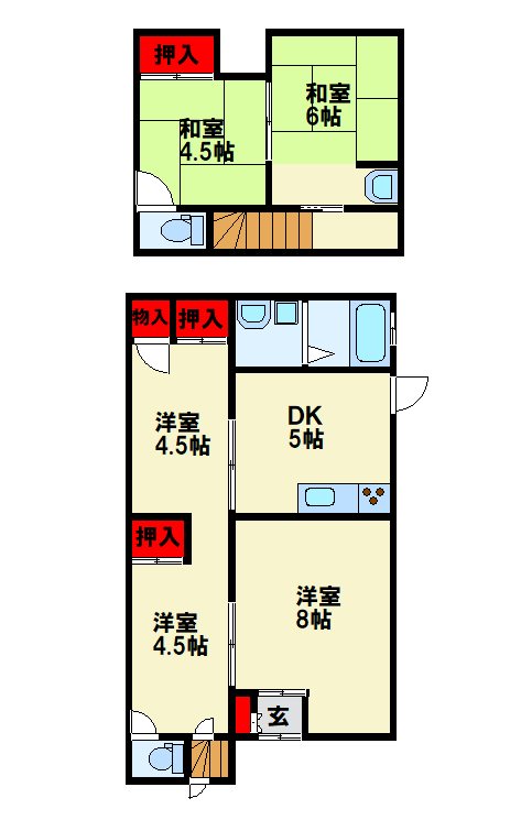 牧山2丁目戸建て 間取り