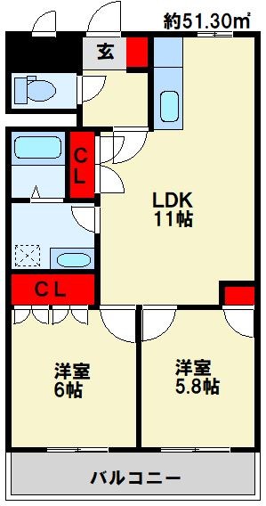 ソフィア長津 103号室 間取り