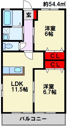 ハイアイランド本城 203号室 間取り