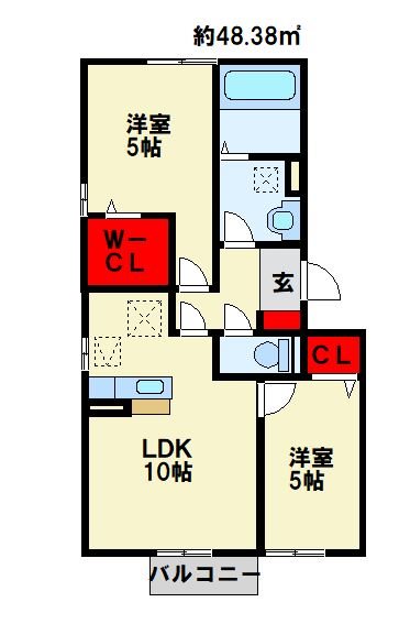 アンダンテ響の 303号室 間取り