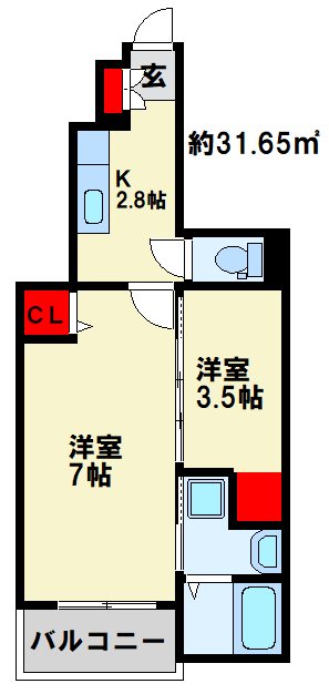 フェリスⅡ 102号室 間取り