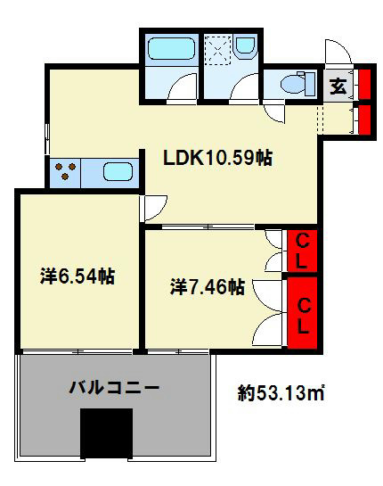 GALA 小倉 805号室 間取り