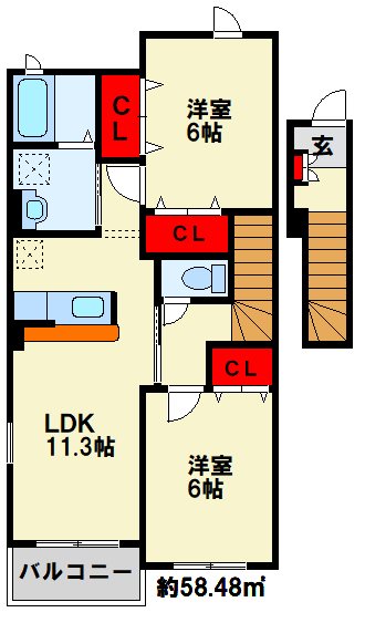プリムローズFⅠ 203号室 間取り