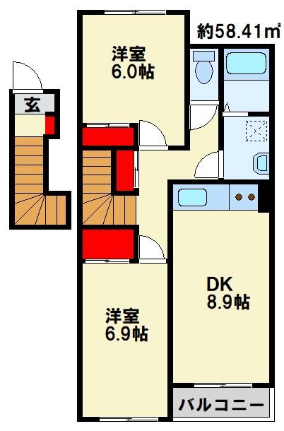 リバーヒルズNK 203号室 間取り