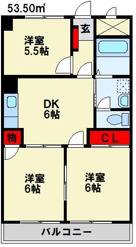 ライフモア本城 B棟 306号室 間取り