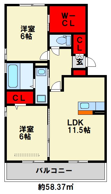 グリーンコート若園 305号室 間取り